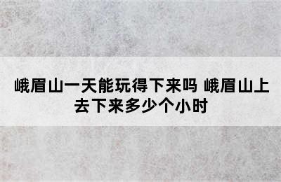 峨眉山一天能玩得下来吗 峨眉山上去下来多少个小时